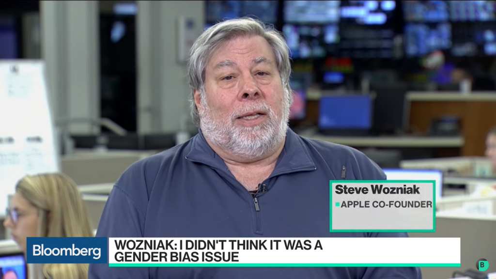 Bloomberg broadcast with Wozniak: I didn't think it was a gender bias issue